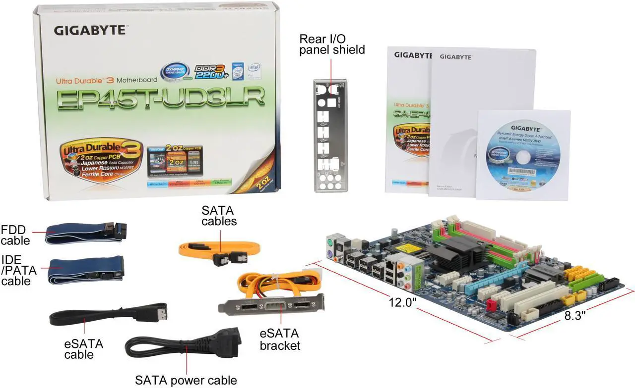 Alt view image 5 of 5 - GIGABYTE GA-EP45T-UD3LR LGA 775 Intel P45 ATX Intel Motherboard