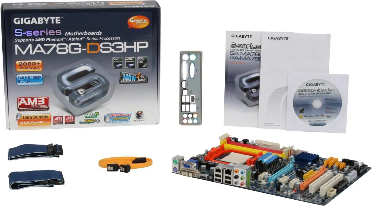 Alt view image 5 of 5 - GIGABYTE GA-MA78G-DS3HP AM2+/AM2 AMD 780G HDMI ATX AMD Motherboard