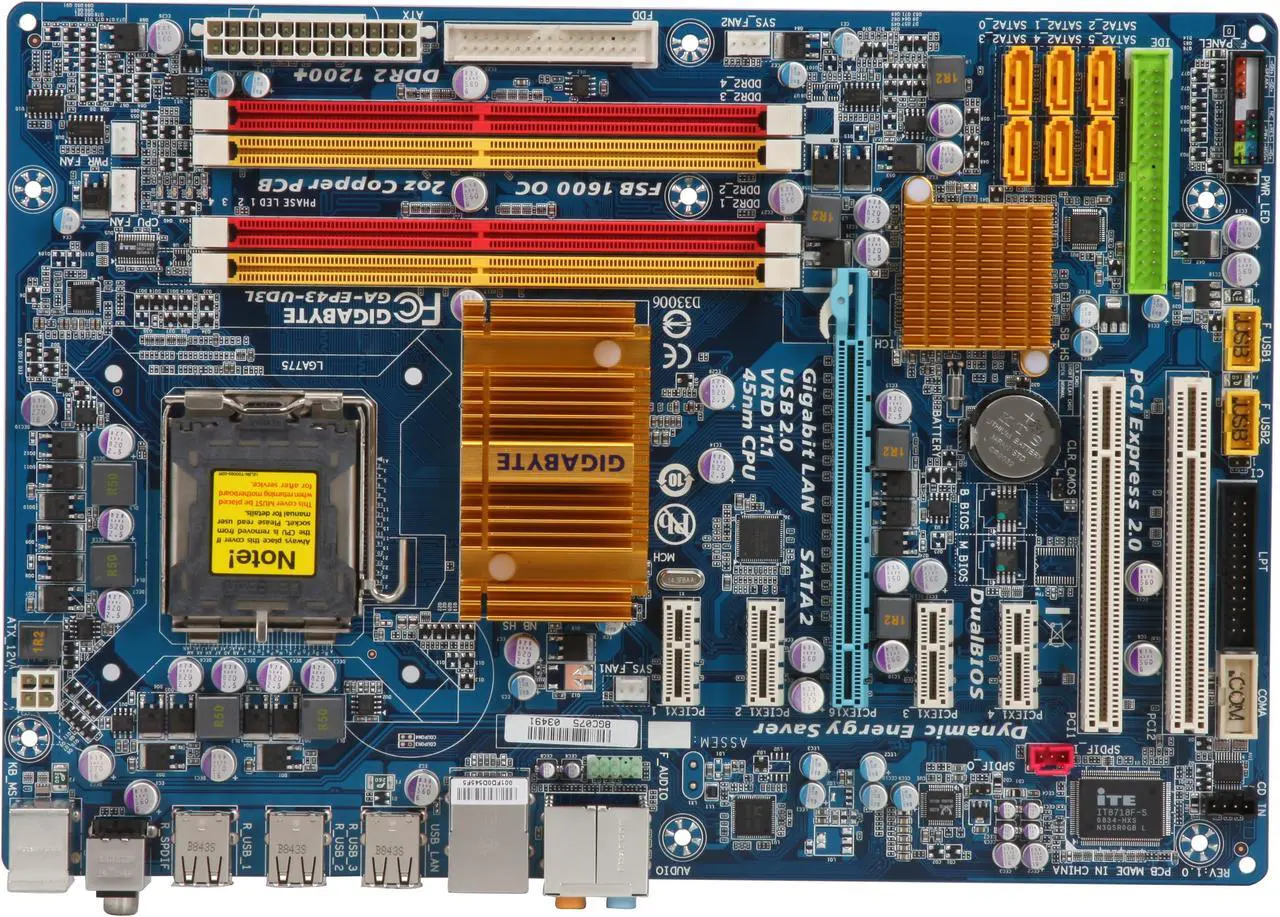 Alt view image 3 of 5 - GIGABYTE GA-EP43-UD3L LGA 775 Intel P43 ATX Intel Motherboard