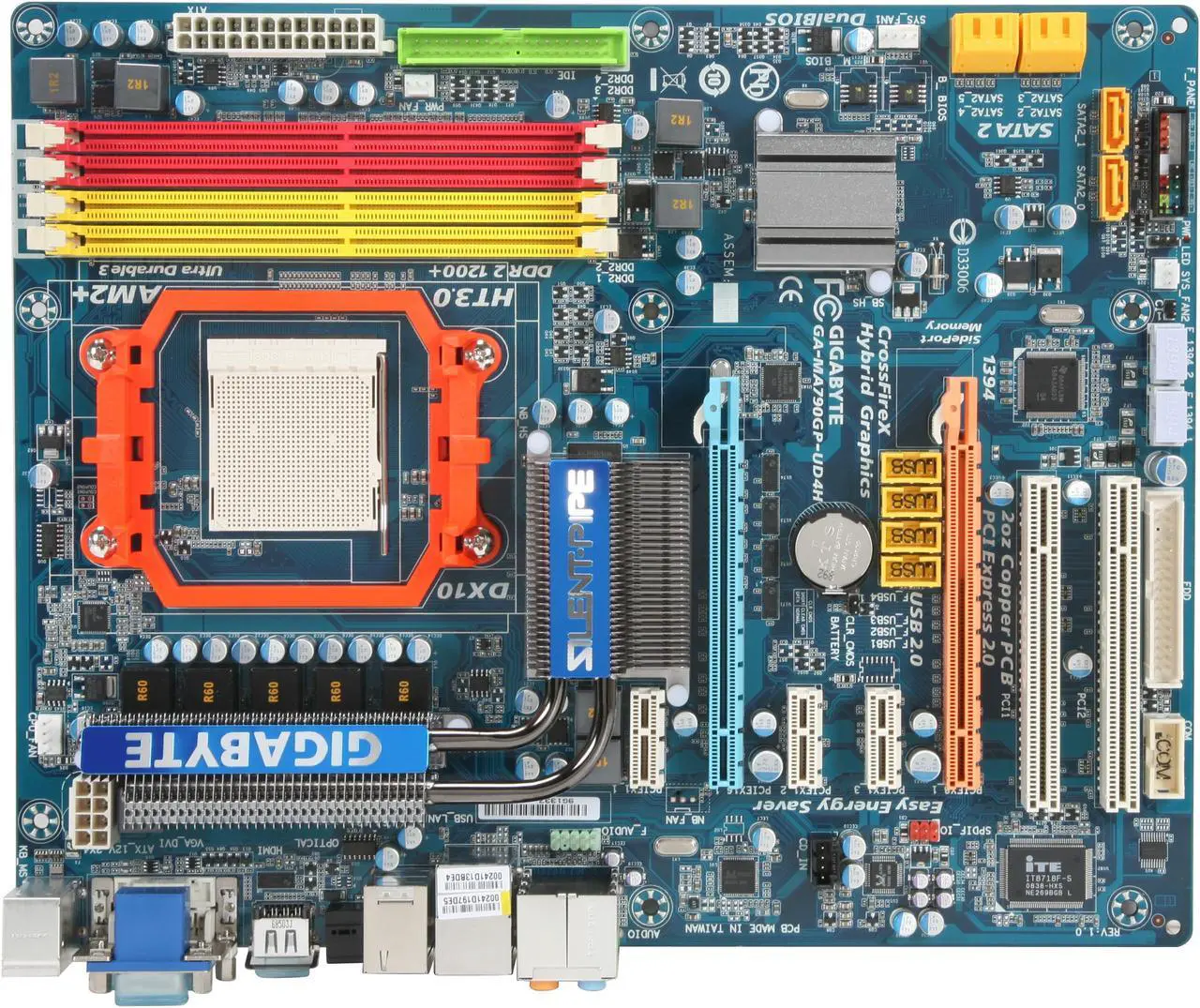Alt view image 3 of 5 - GIGABYTE GA-MA790GP-UD4H AM3/AM2+/AM2 AMD 790GX HDMI ATX AMD Motherboard