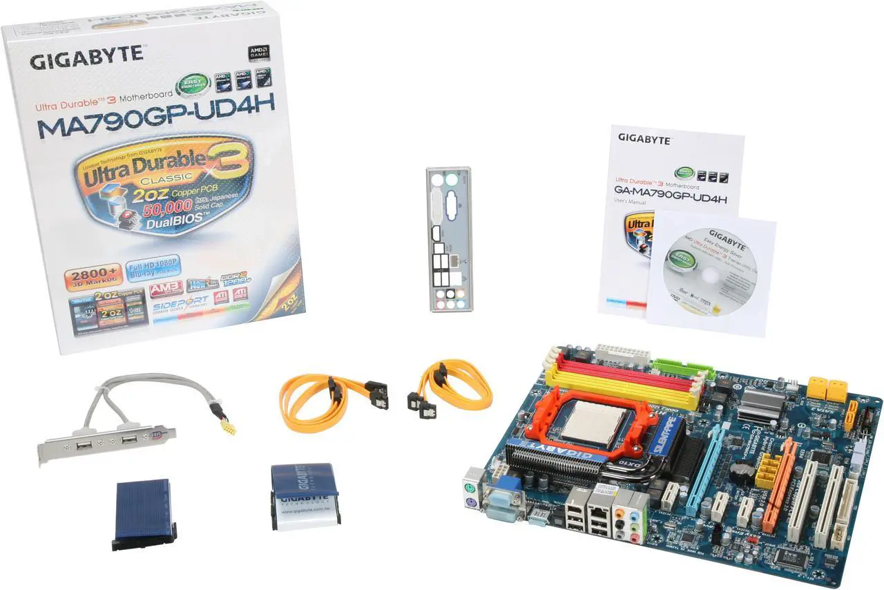 Alt view image 5 of 5 - GIGABYTE GA-MA790GP-UD4H AM3/AM2+/AM2 AMD 790GX HDMI ATX AMD Motherboard