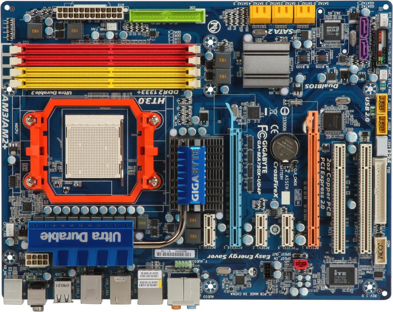 Alt view image 3 of 5 - GIGABYTE GA-MA790X-UD4P AM3/AM2+/AM2 AMD 790X ATX AMD Motherboard