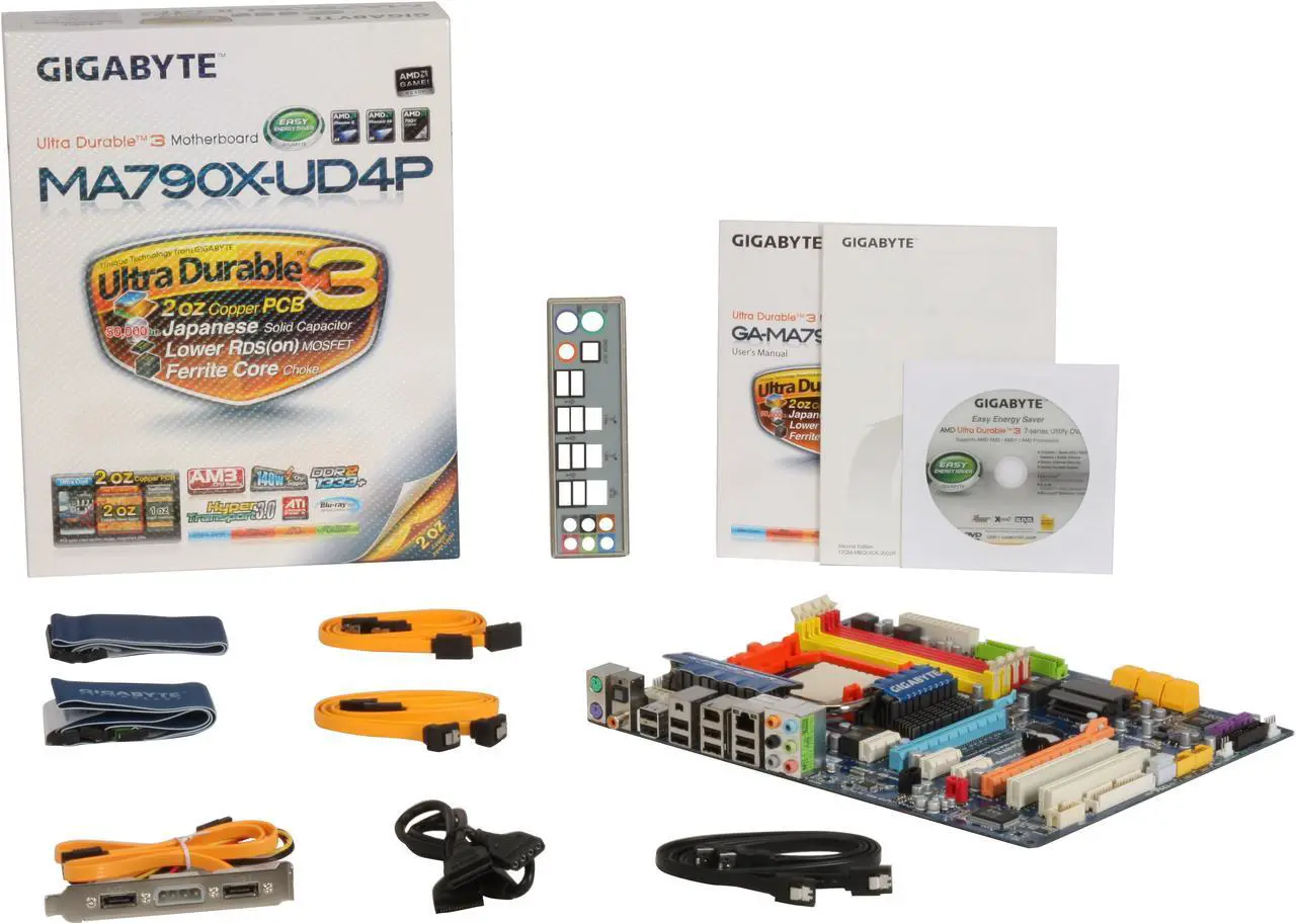 Alt view image 5 of 5 - GIGABYTE GA-MA790X-UD4P AM3/AM2+/AM2 AMD 790X ATX AMD Motherboard