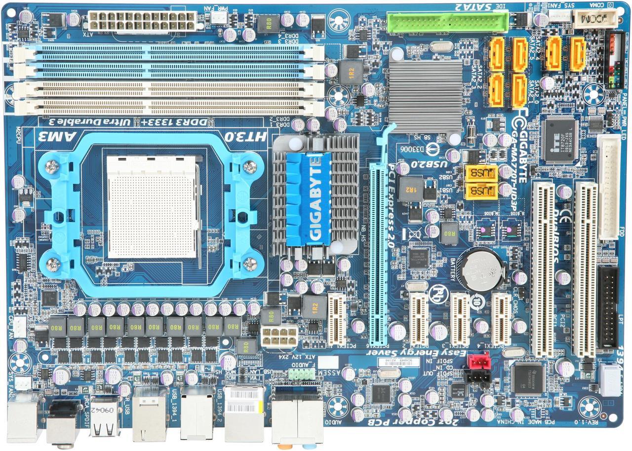 Alt view image 3 of 5 - GIGABYTE GA-MA770T-UD3P AM3 AMD 770 ATX AMD Motherboard