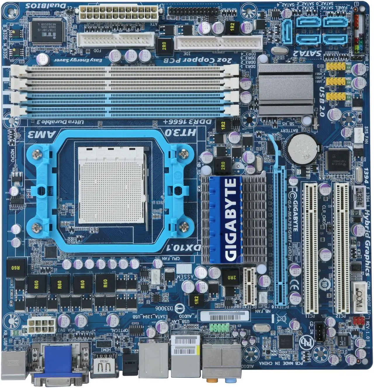 Alt view image 3 of 5 - GIGABYTE GA-MA785GMT-UD2H AM3 AMD 785G HDMI Micro ATX AMD Motherboard