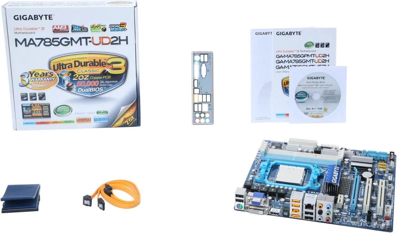 Alt view image 5 of 5 - GIGABYTE GA-MA785GMT-UD2H AM3 AMD 785G HDMI Micro ATX AMD Motherboard