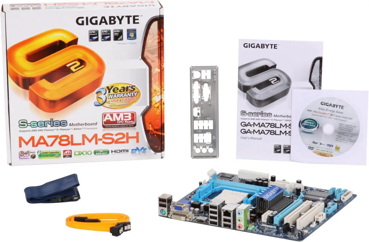 Alt view image 5 of 5 - GIGABYTE GA-MA78LM-S2H AM3/AM2+/AM2 AMD 760G HDMI Micro ATX AMD Motherboard