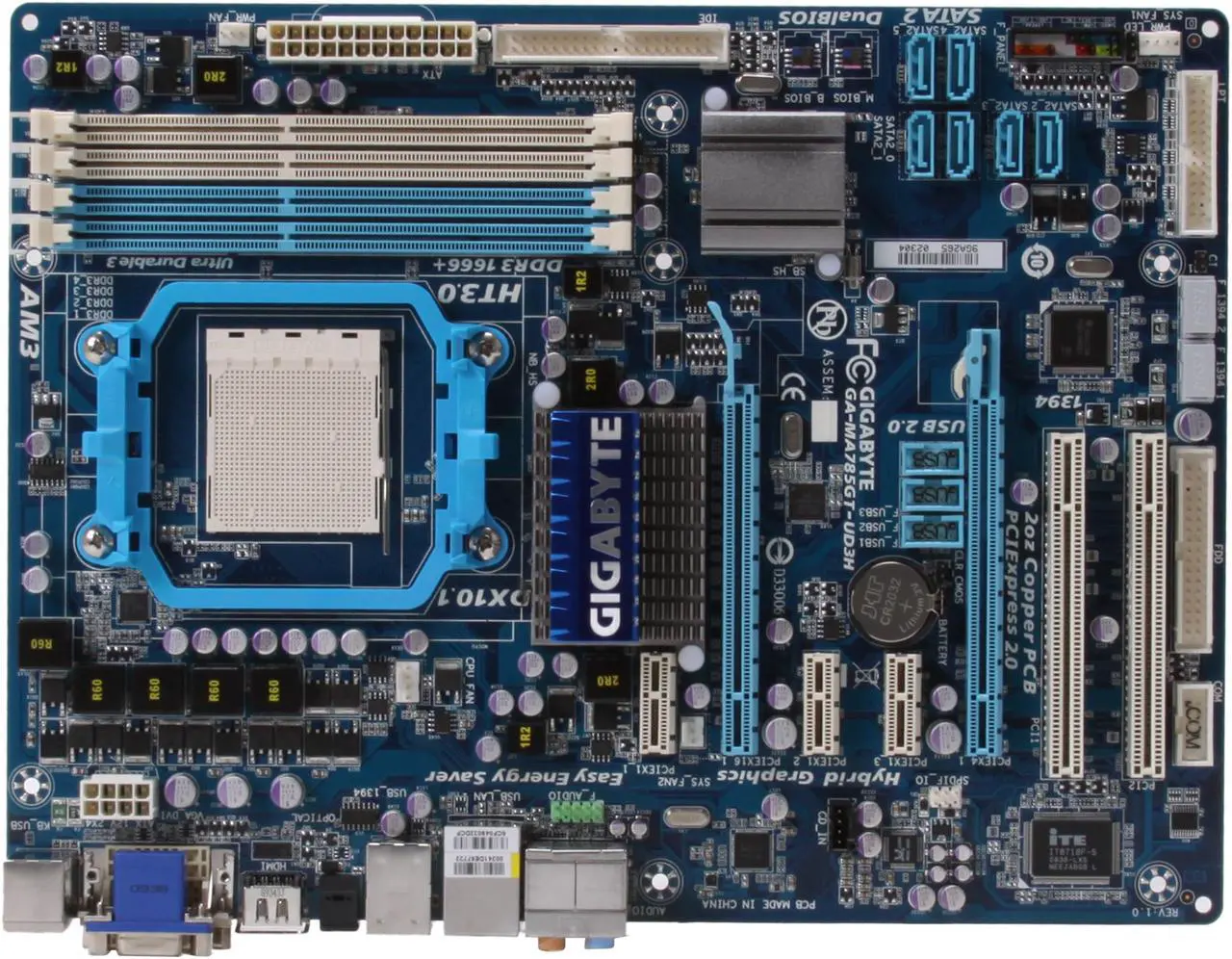 Alt view image 3 of 5 - GIGABYTE GA-MA785GT-UD3H AM3 AMD 785G HDMI ATX AMD Motherboard