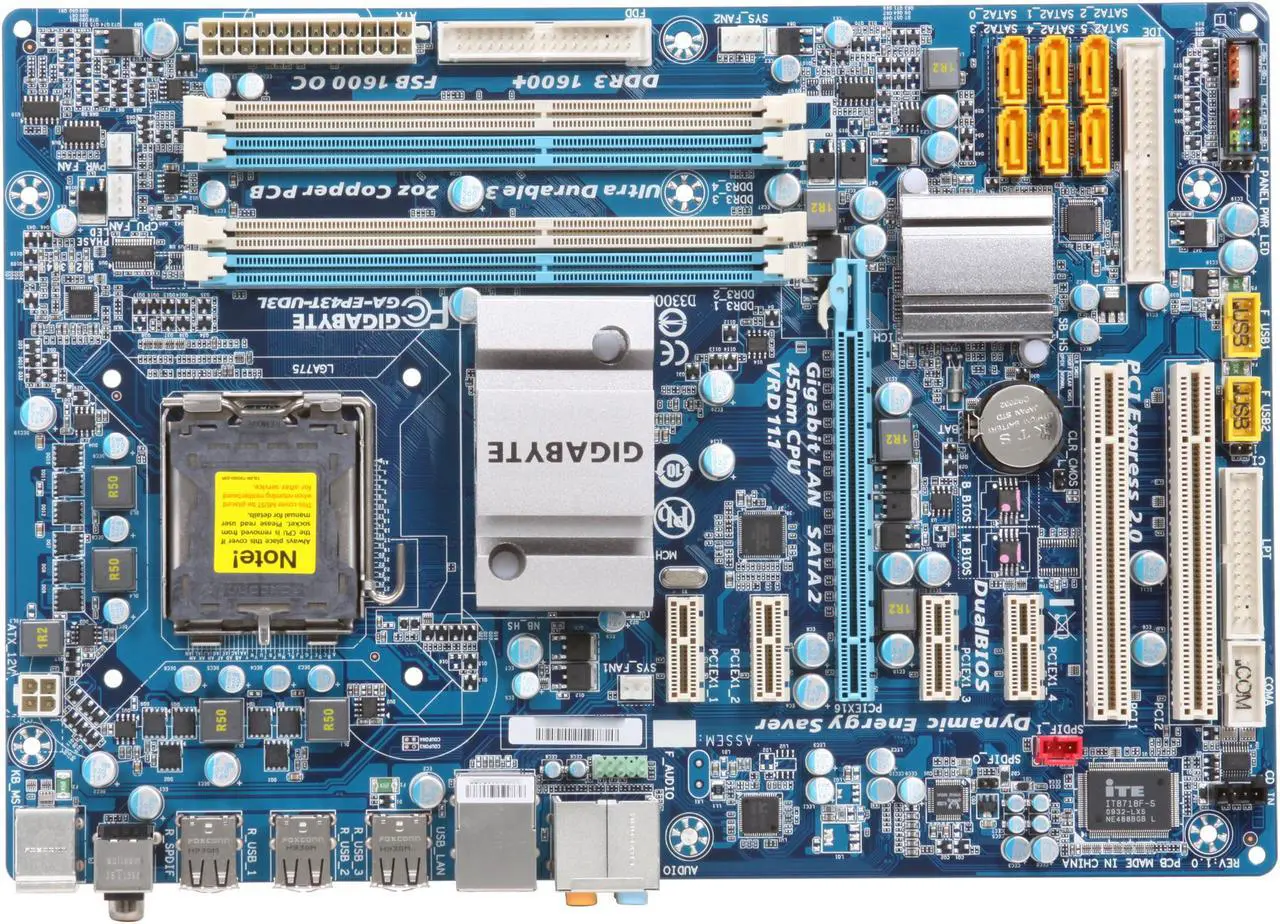 Alt view image 3 of 5 - GIGABYTE GA-EP43T-UD3L LGA 775 Intel P43 ATX Intel Motherboard