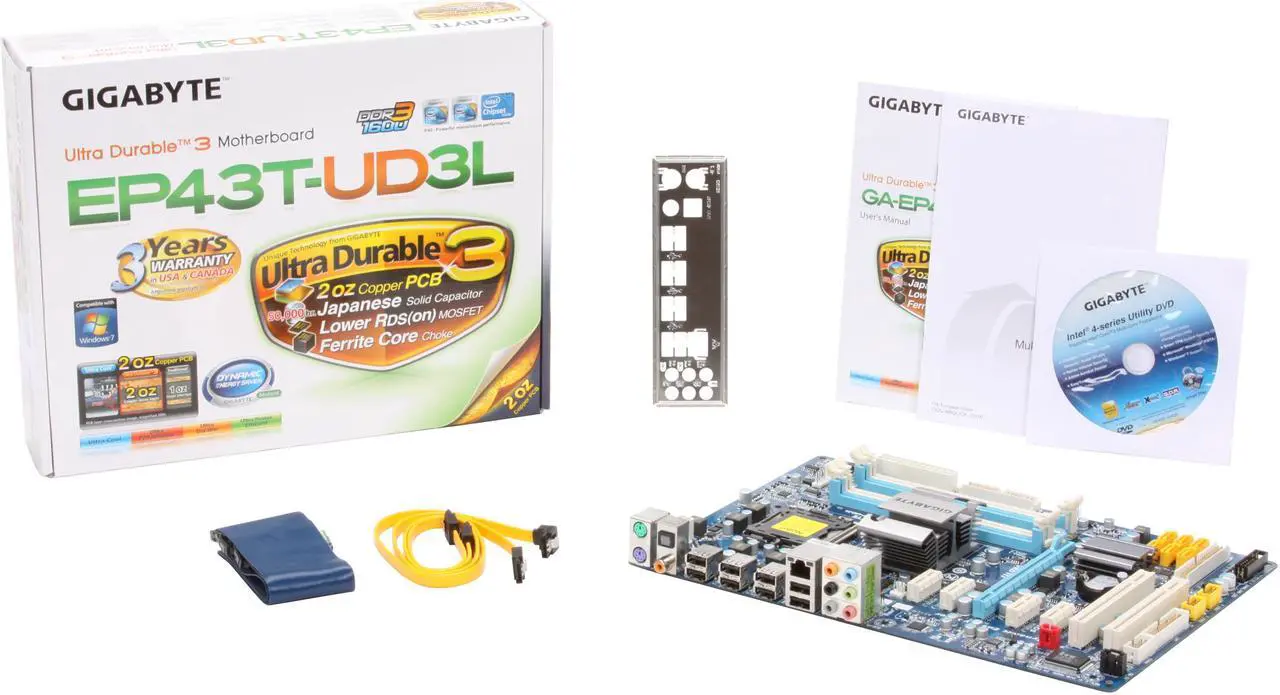 Alt view image 5 of 5 - GIGABYTE GA-EP43T-UD3L LGA 775 Intel P43 ATX Intel Motherboard