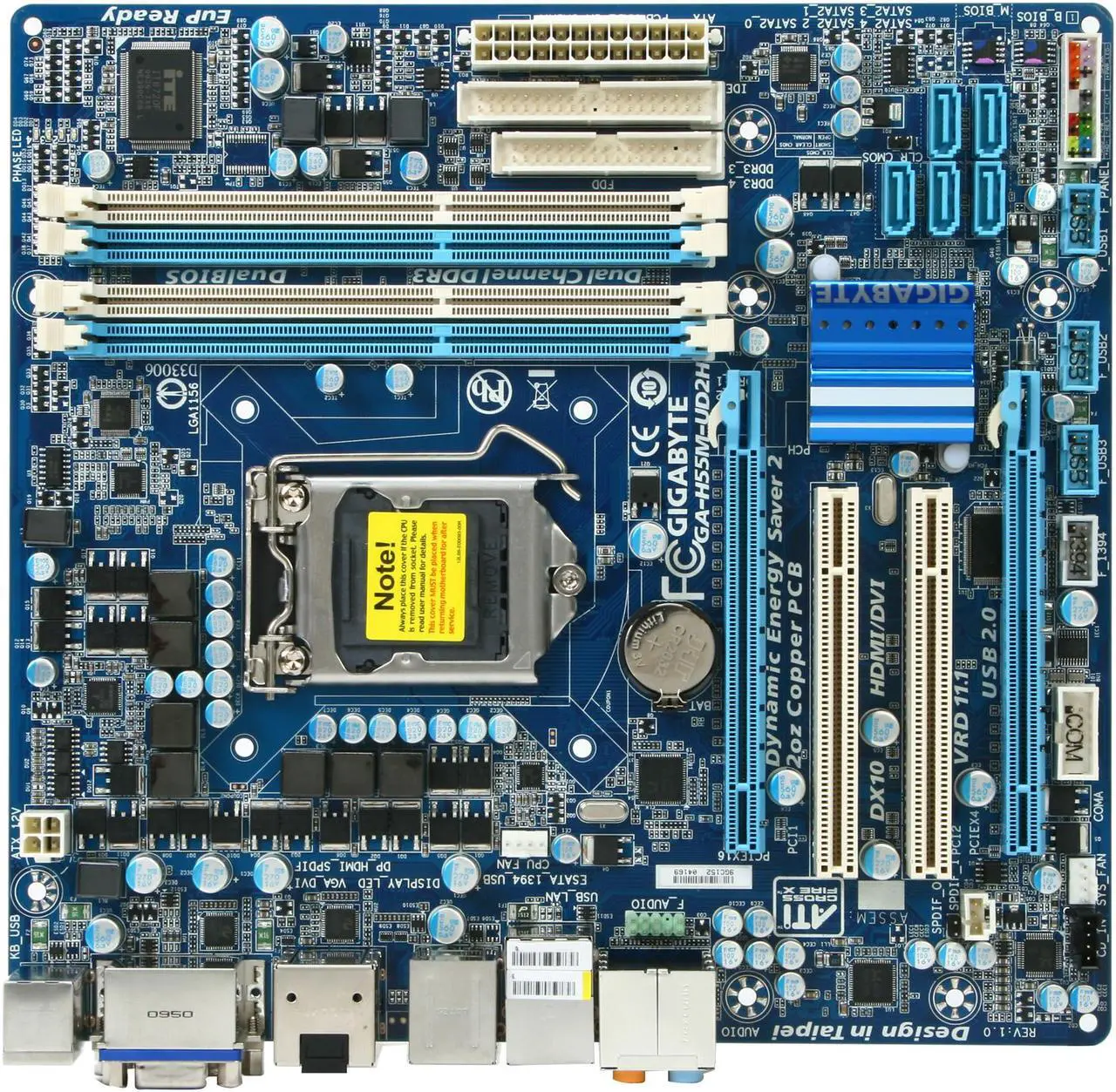 Alt view image 3 of 5 - GIGABYTE GA-H55M-UD2H LGA 1156 Intel H55 HDMI Micro ATX Intel Motherboard