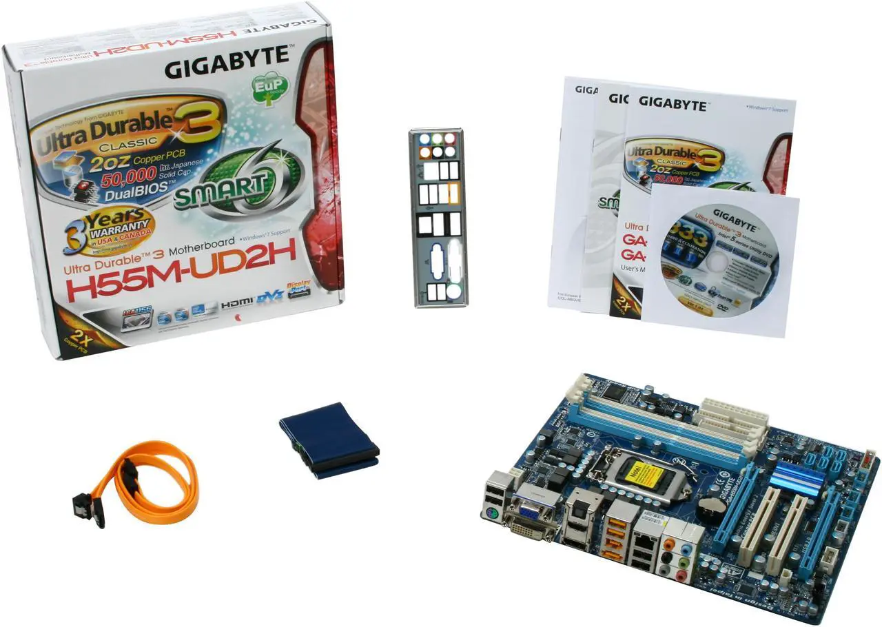 Alt view image 5 of 5 - GIGABYTE GA-H55M-UD2H LGA 1156 Intel H55 HDMI Micro ATX Intel Motherboard