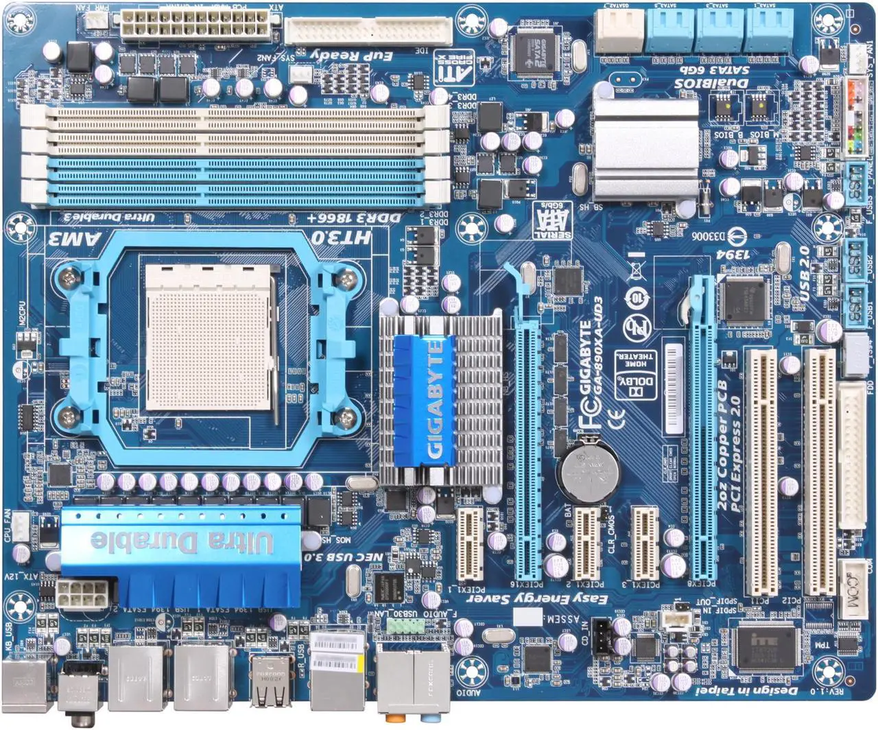 Alt view image 3 of 5 - GIGABYTE GA-890XA-UD3 AM3 AMD 790X USB 3.0 ATX AMD Motherboard