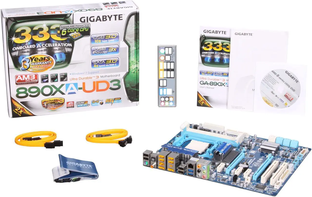 Alt view image 5 of 5 - GIGABYTE GA-890XA-UD3 AM3 AMD 790X USB 3.0 ATX AMD Motherboard