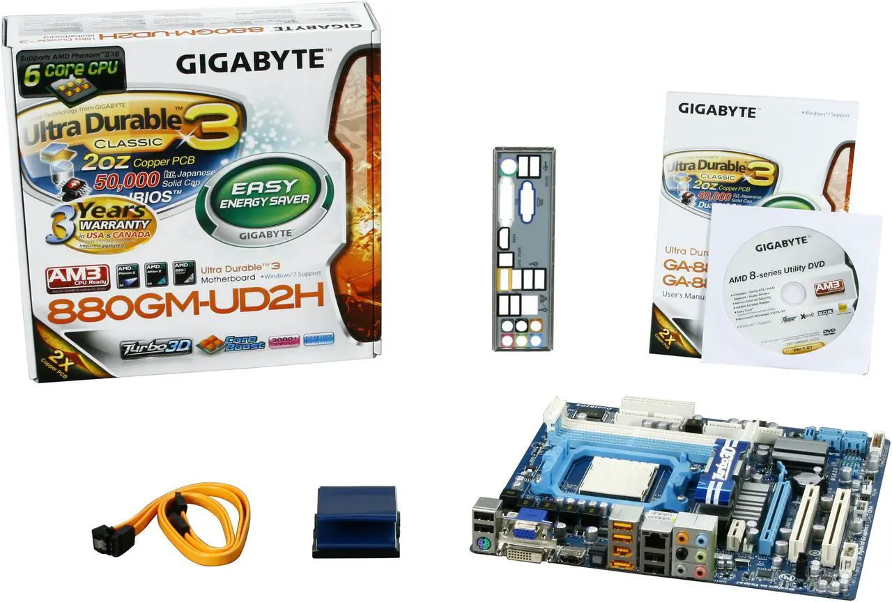 Alt view image 5 of 5 - GIGABYTE GA-880GM-UD2H AM3 AMD 880G HDMI Micro ATX AMD Motherboard