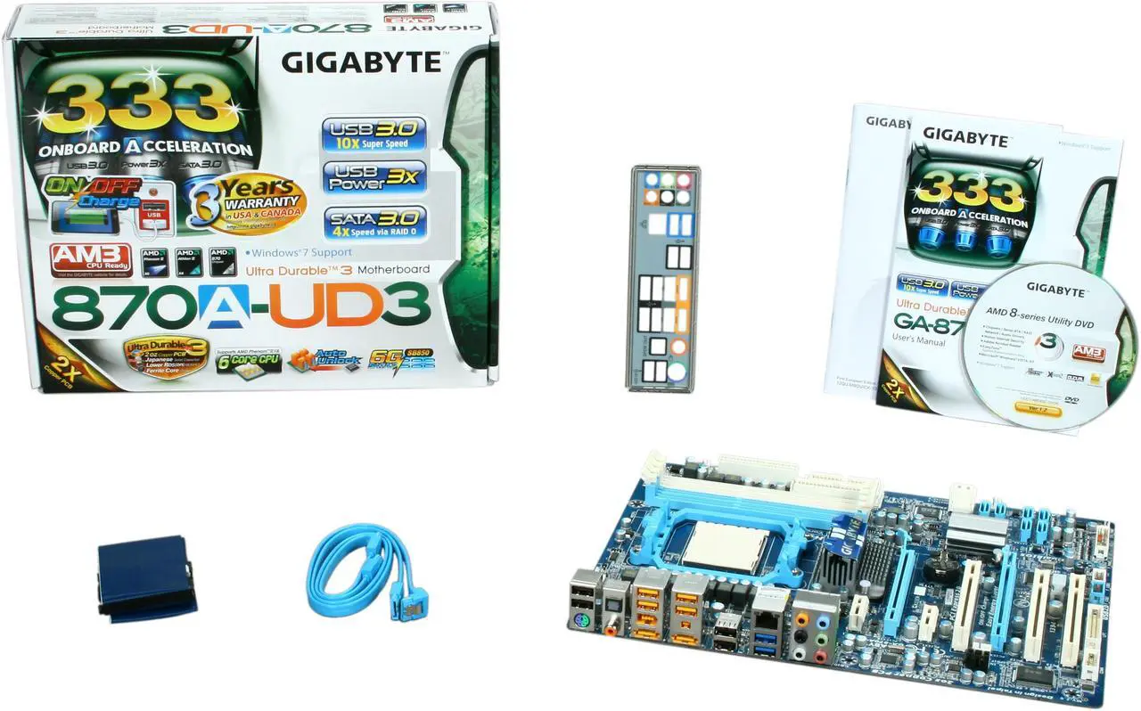 Alt view image 5 of 5 - GIGABYTE GA-870A-UD3 AM3 AMD 870 USB 3.0 ATX AMD Motherboard