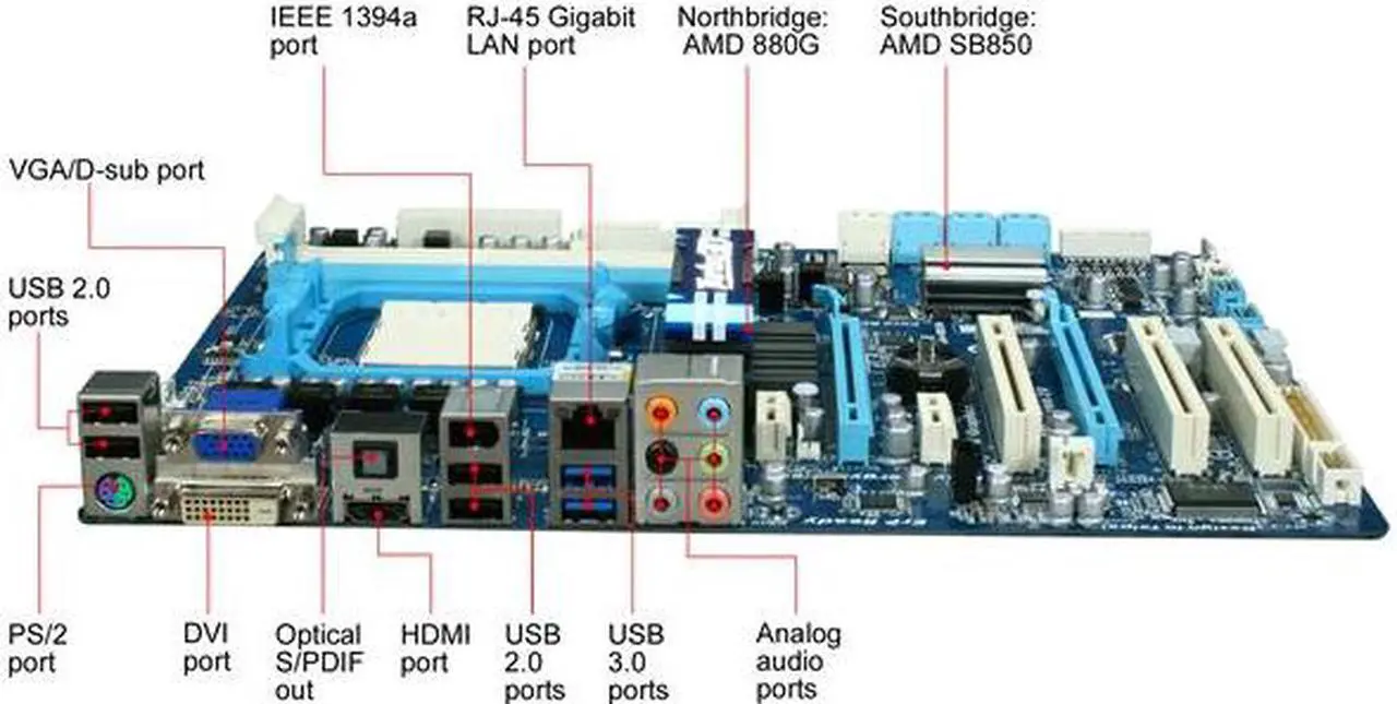 Alt view image 2 of 5 - GIGABYTE GA-880GA-UD3H AM3 AMD 880G USB 3.0 HDMI ATX AMD Motherboard