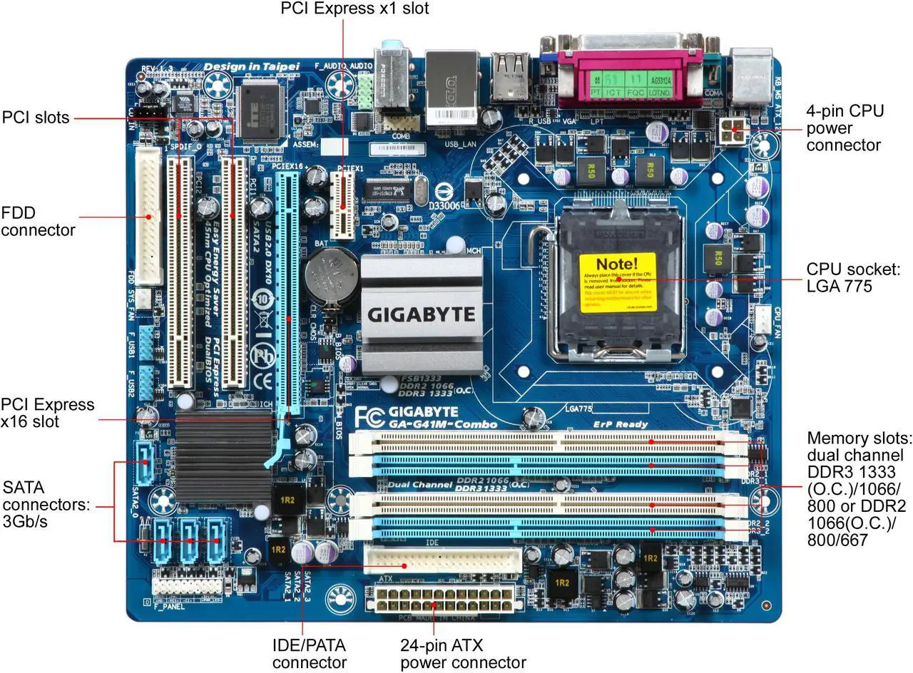 Alt view image 3 of 5 - GIGABYTE GA-G41M-Combo LGA 775 Intel G41 Micro ATX Intel Motherboard