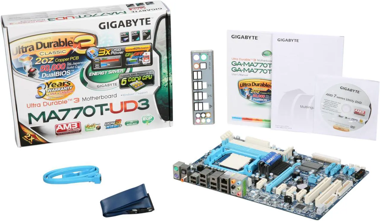 Alt view image 5 of 5 - GIGABYTE GA-MA770T-UD3 AM3 AMD 770 ATX AMD Motherboard