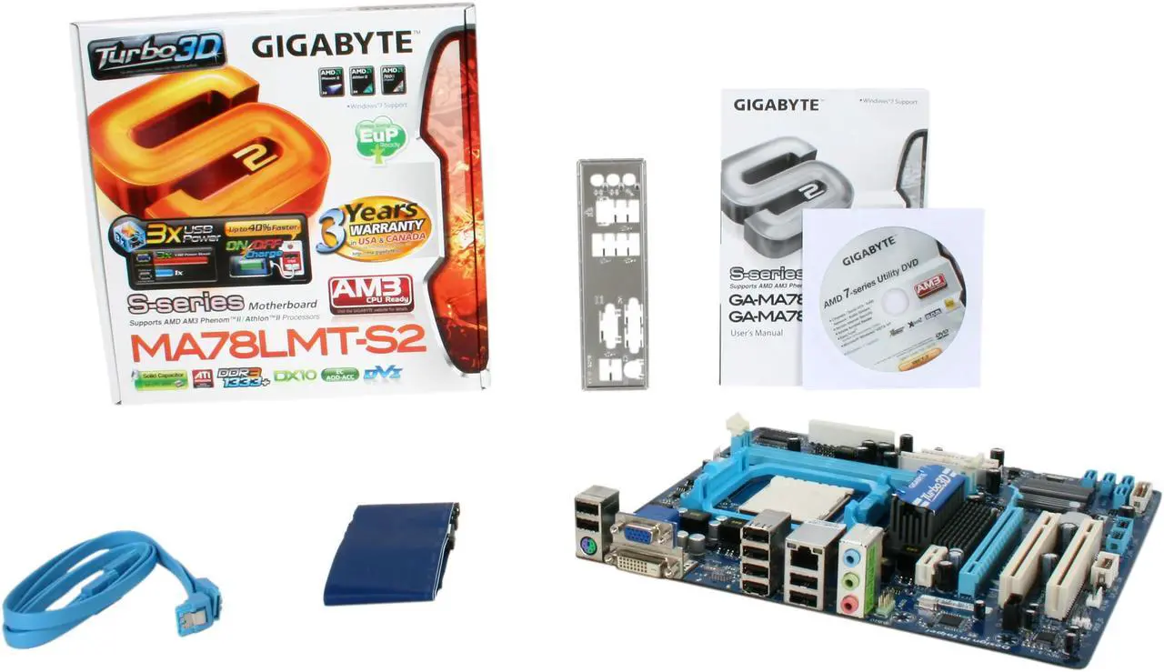 Alt view image 5 of 5 - GIGABYTE GA-MA78LMT-S2 AM3 AMD 760G Micro ATX AMD Motherboard