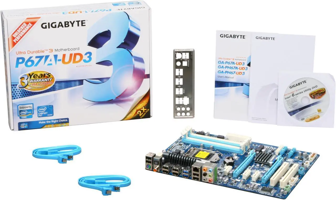 Alt view image 5 of 5 - GIGABYTE GA-P67A-UD3 LGA 1155 Intel P67 USB 3.0 ATX Intel Motherboard