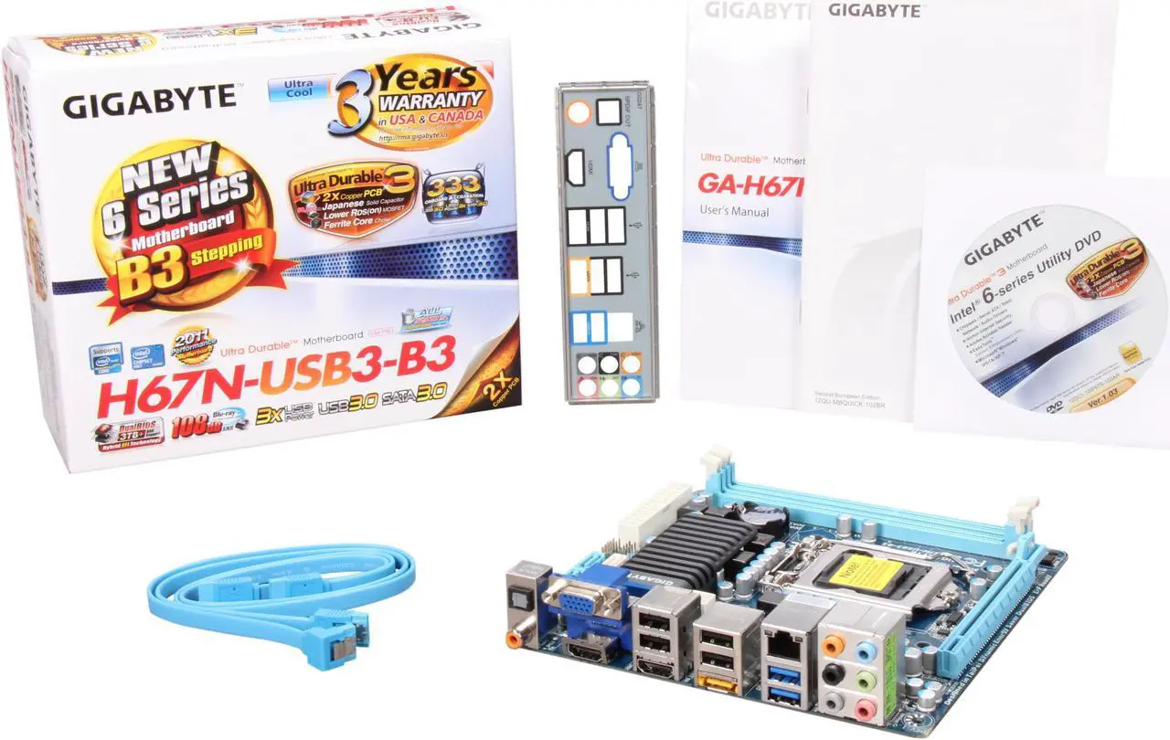 Alt view image 5 of 5 - GIGABYTE GA-H67N-USB3-B3 LGA 1155 Intel H67 HDMI USB 3.0 Mini ITX Intel Motherboard