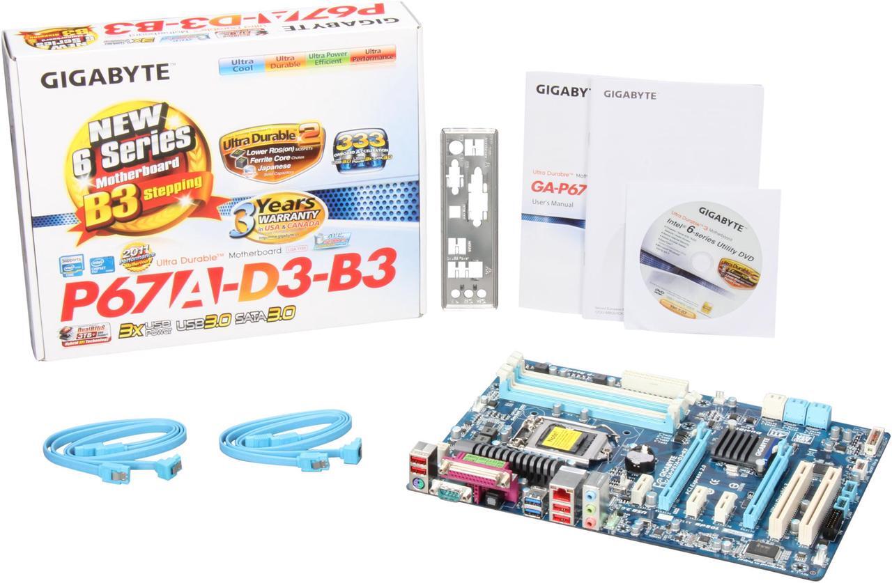 Alt view image 5 of 5 - GIGABYTE GA-P67A-D3-B3 LGA 1155 Intel P67 SATA 6Gb/s USB 3.0 ATX Intel Motherboard