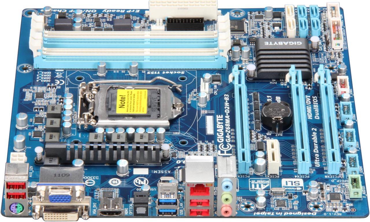 Alt view image 2 of 5 - GIGABYTE GA-Z68MA-D2H-B3 LGA 1155 Intel Z68 HDMI USB 3.0 Micro ATX Intel Motherboard
