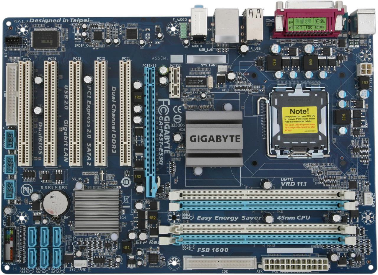 Alt view image 3 of 5 - GIGABYTE GA-P45T-ES3G LGA 775 Intel P45 ATX Intel Motherboard