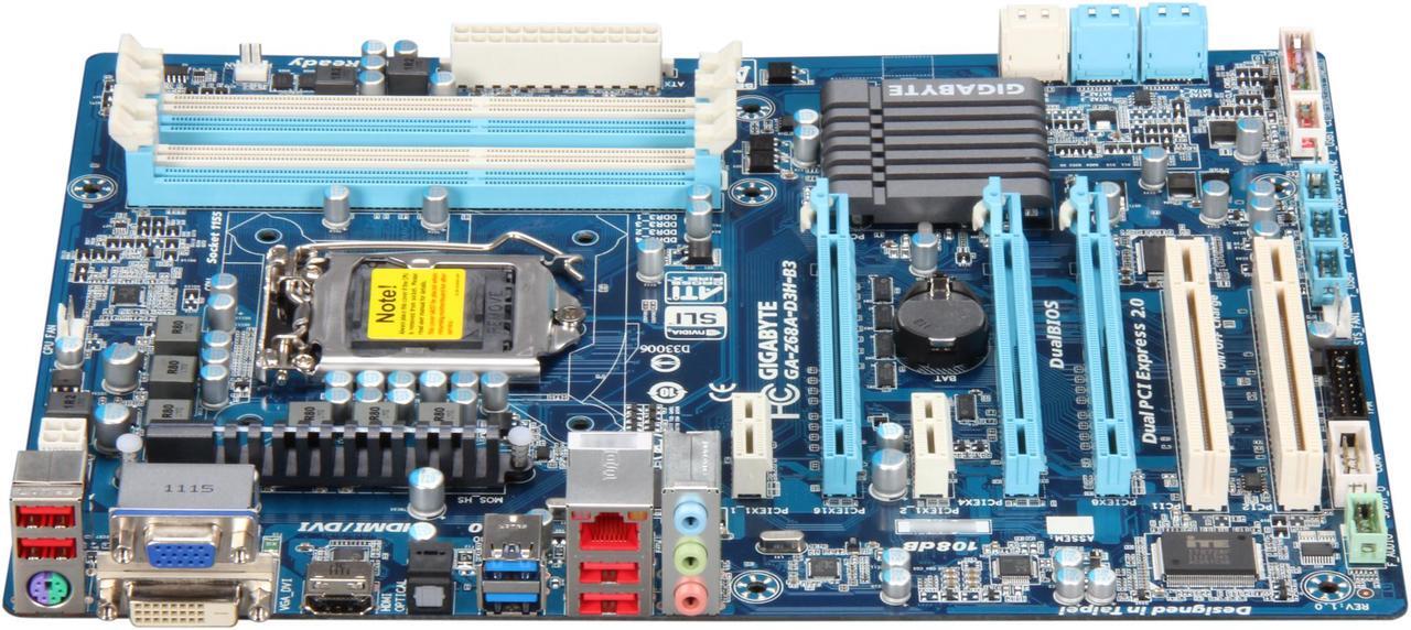 Alt view image 2 of 5 - GIGABYTE GA-Z68A-D3H-B3 LGA 1155 Intel Z68 HDMI USB 3.0 ATX Intel Motherboard