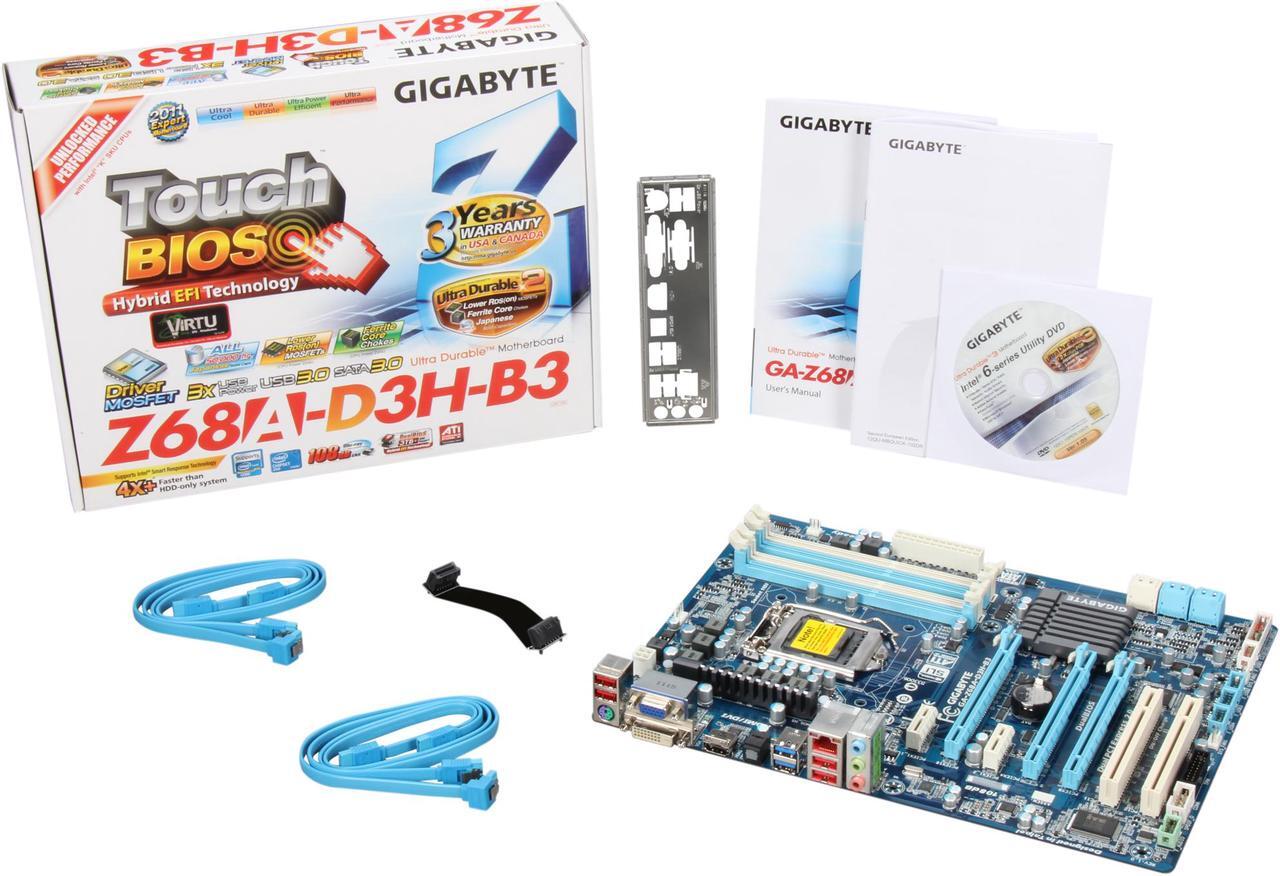 Alt view image 5 of 5 - GIGABYTE GA-Z68A-D3H-B3 LGA 1155 Intel Z68 HDMI USB 3.0 ATX Intel Motherboard