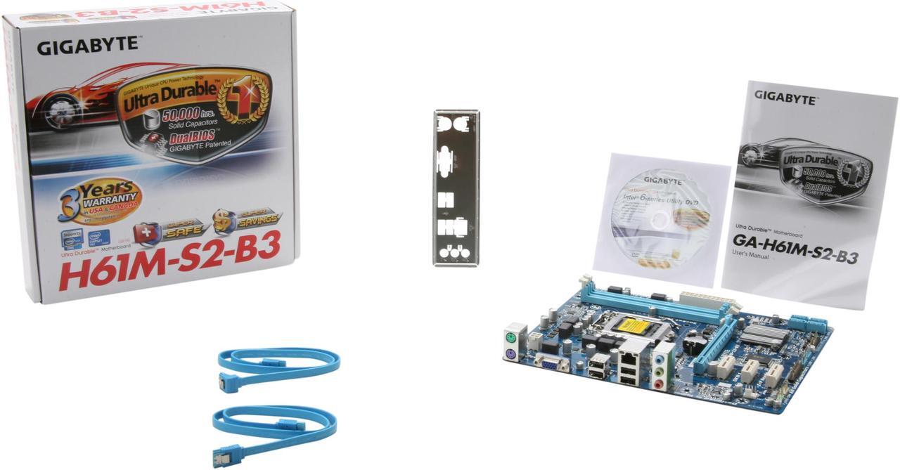 Alt view image 5 of 5 - GIGABYTE GA-H61M-S2-B3 LGA 1155 Intel H61 Micro ATX Intel Motherboard