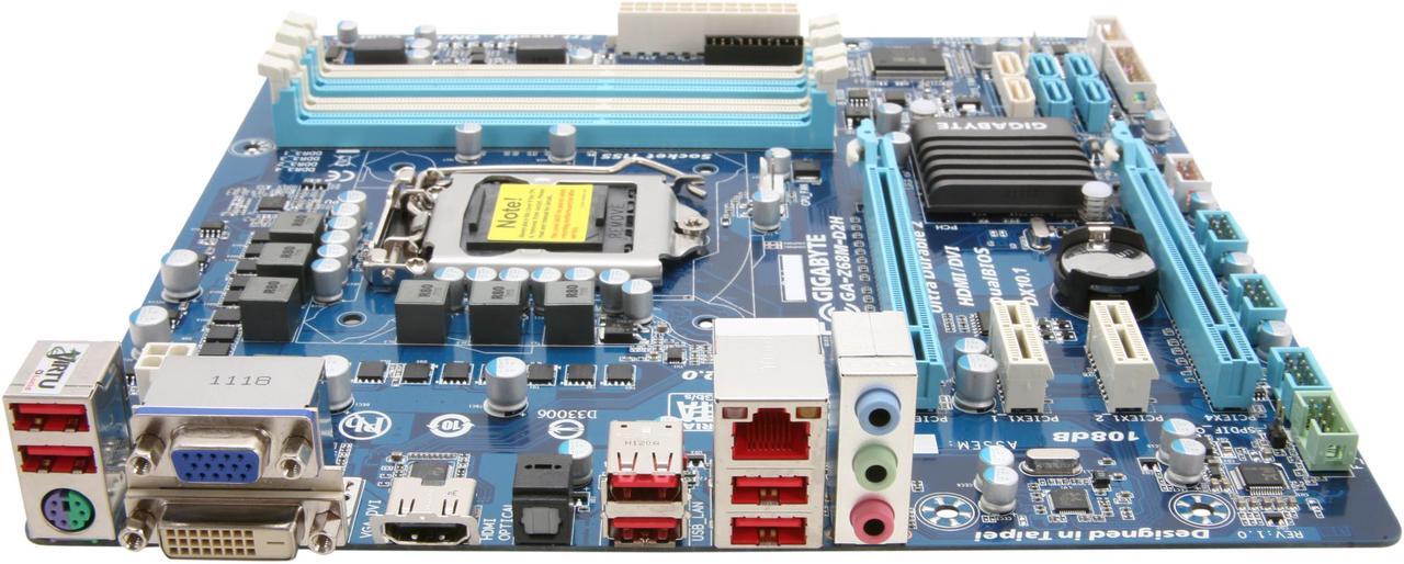 Alt view image 2 of 5 - GIGABYTE GA-Z68M-D2H LGA 1155 Intel Z68 HDMI Micro ATX Intel Motherboard