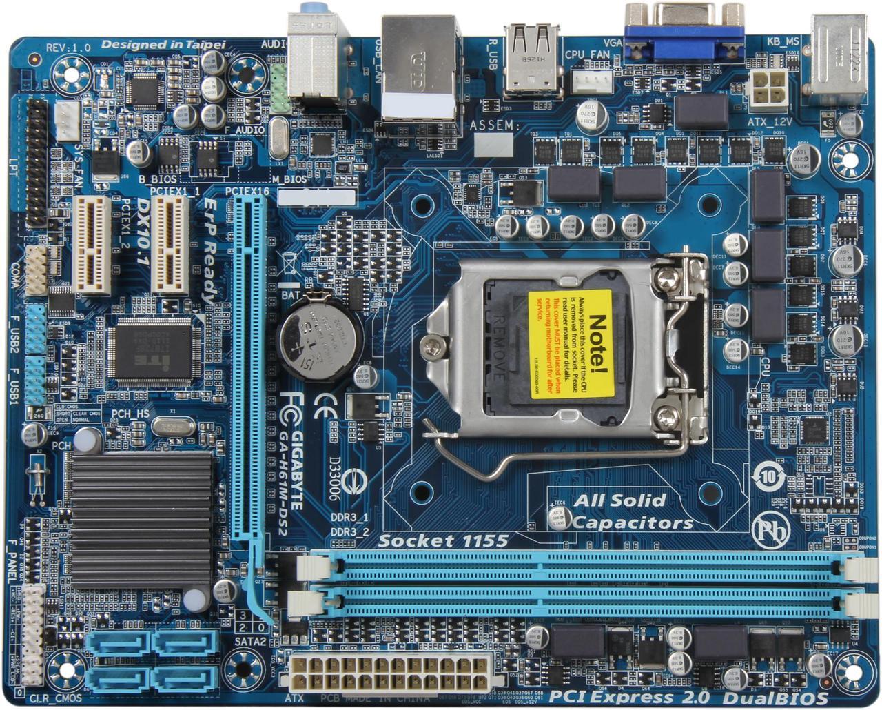 Alt view image 3 of 5 - GIGABYTE GA-H61M-DS2 LGA 1155 Intel H61 Micro ATX Intel Motherboard