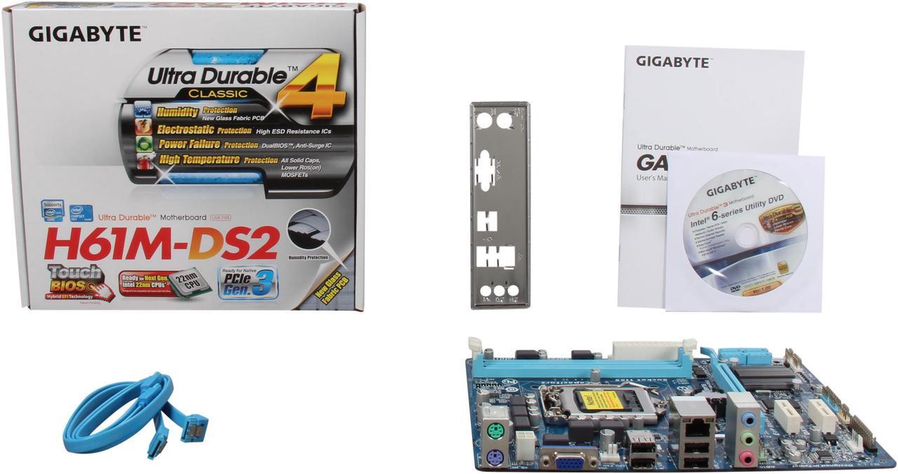 Alt view image 5 of 5 - GIGABYTE GA-H61M-DS2 LGA 1155 Intel H61 Micro ATX Intel Motherboard