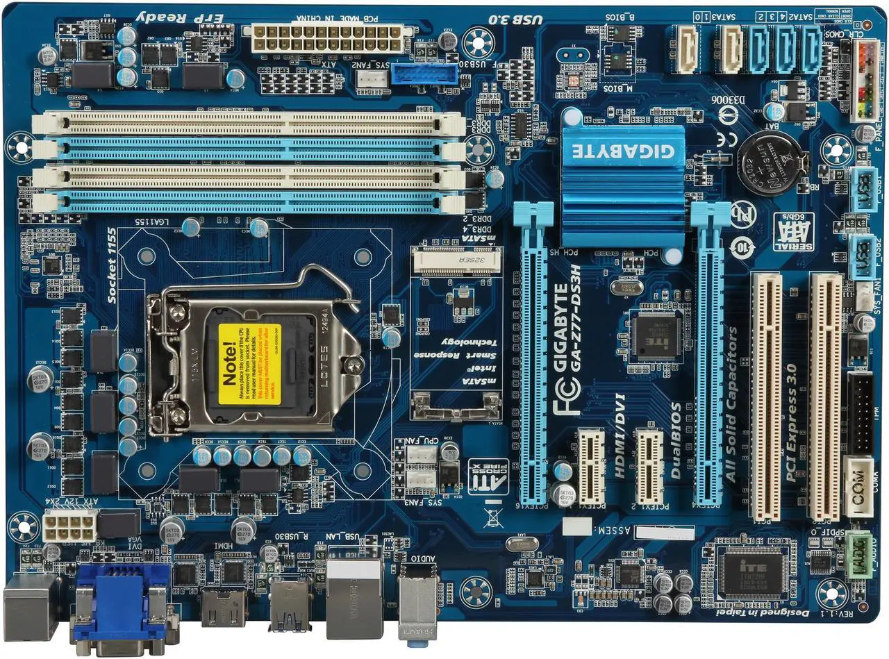 Alt view image 3 of 5 - GIGABYTE GA-Z77-DS3H LGA 1155 Intel Z77 HDMI USB 3.0 ATX Intel Motherboard