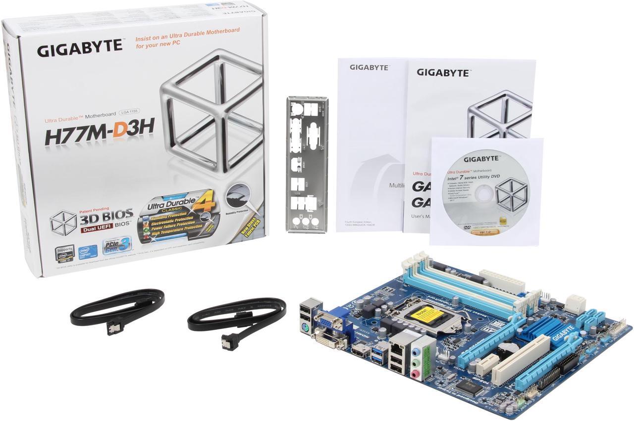 Alt view image 6 of 6 - GIGABYTE GA-H77M-D3H LGA 1155 Intel H77 HDMI USB 3.0 Micro ATX Intel Motherboard