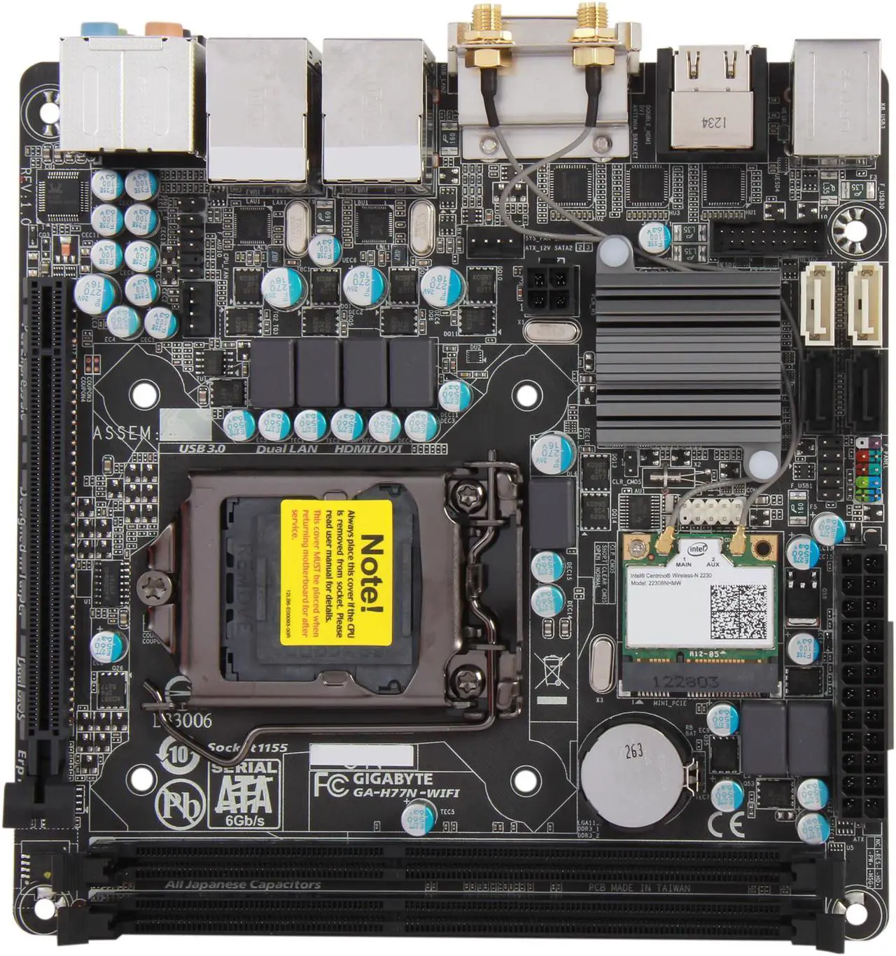 Alt view image 3 of 5 - GIGABYTE GA-H77N-WIFI LGA 1155 Intel H77 HDMI USB 3.0 Mini ITX Intel Motherboard