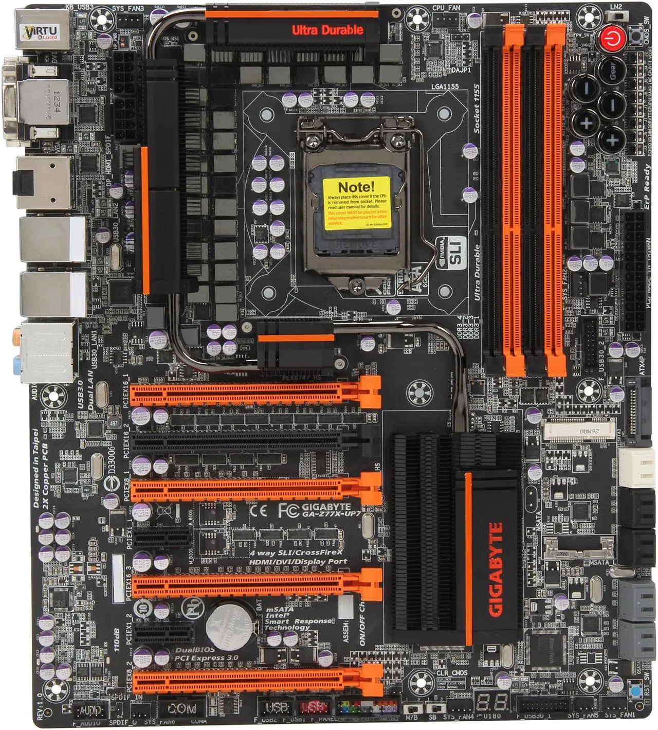 Alt view image 3 of 5 - GIGABYTE GA-Z77X-UP7 LGA 1155 Intel Z77 HDMI USB 3.0 Extended ATX Intel Motherboard