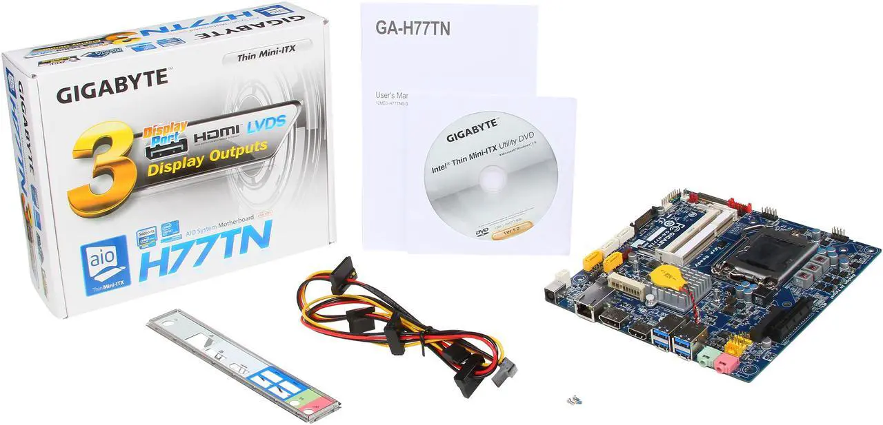 Alt view image 5 of 5 - GIGABYTE GA-H77TN LGA 1155 Intel H77 HDMI USB 3.0 Thin mini-ITX Intel Motherboard