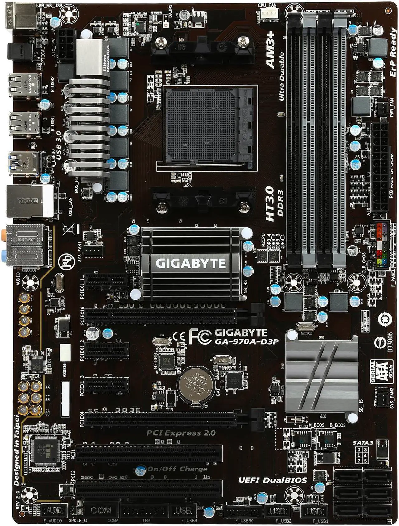 Alt view image 4 of 5 - GIGABYTE GA-970A-D3P (rev. 1.0) AM3+/AM3 AMD 970 USB 3.0 ATX AMD Motherboard