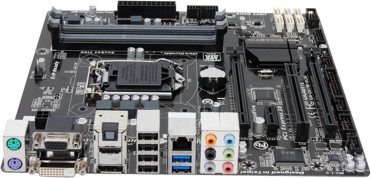 Alt view image 3 of 5 - GIGABYTE GA-Q87M-D2H LGA 1150 Intel Q87 HDMI SATA 6Gb/s USB 3.0 Micro ATX Intel Motherboard With UEFI BIOS
