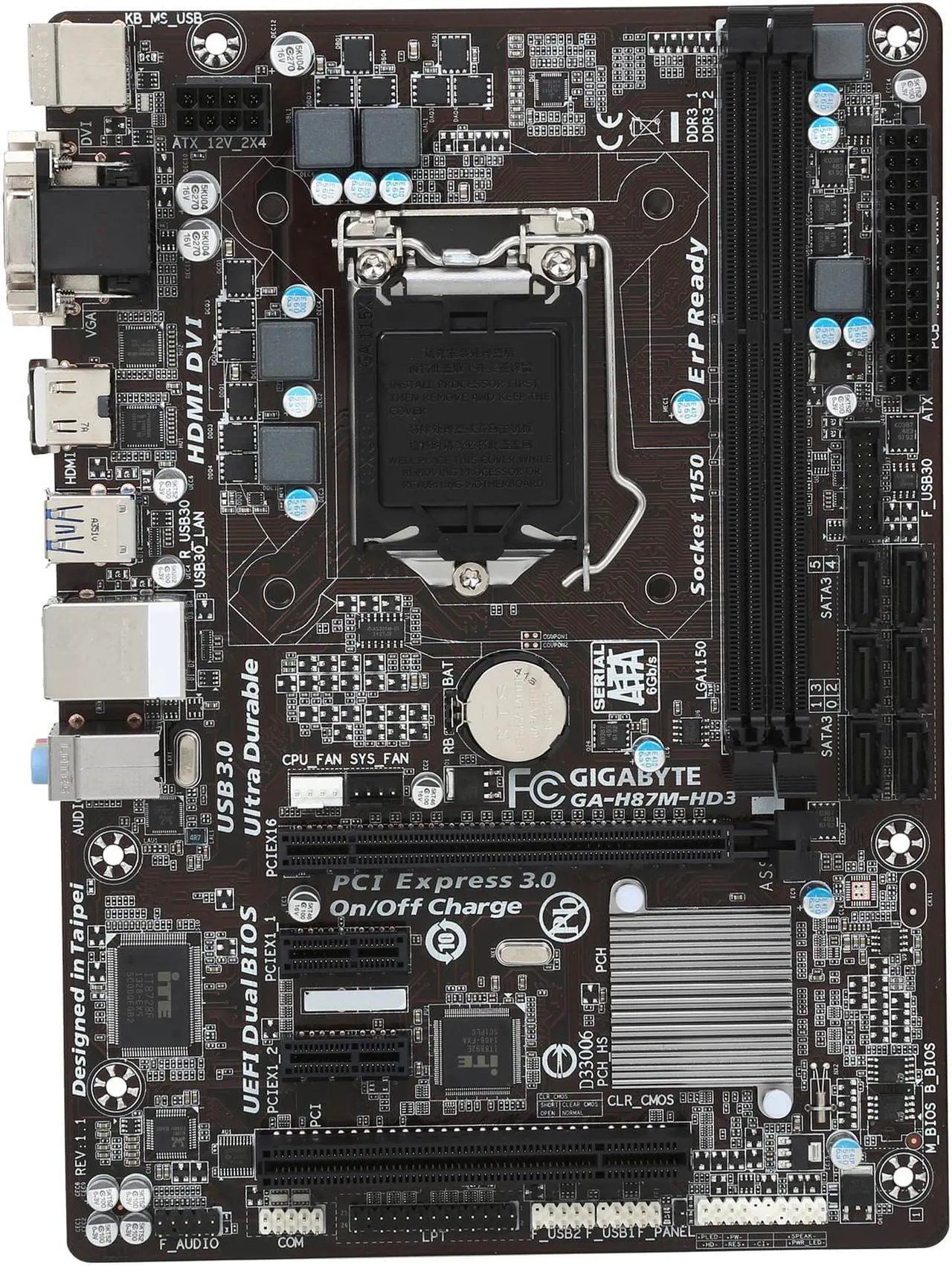 Alt view image 3 of 5 - GIGABYTE GA-H87M-HD3 LGA 1150 Intel H87 HDMI USB 3.0 Micro ATX Intel Motherboard With UEFI BIOS