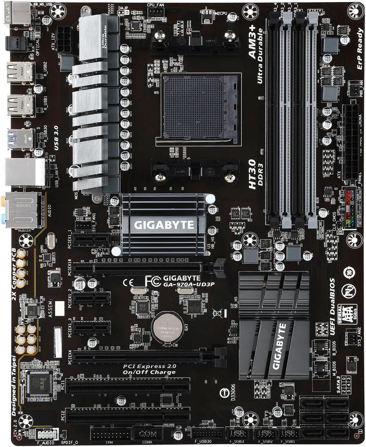 Alt view image 4 of 5 - GIGABYTE GA-970A-UD3P (rev. 2.0) AM3+/AM3 AMD 970 USB 3.0 ATX AMD Motherboard