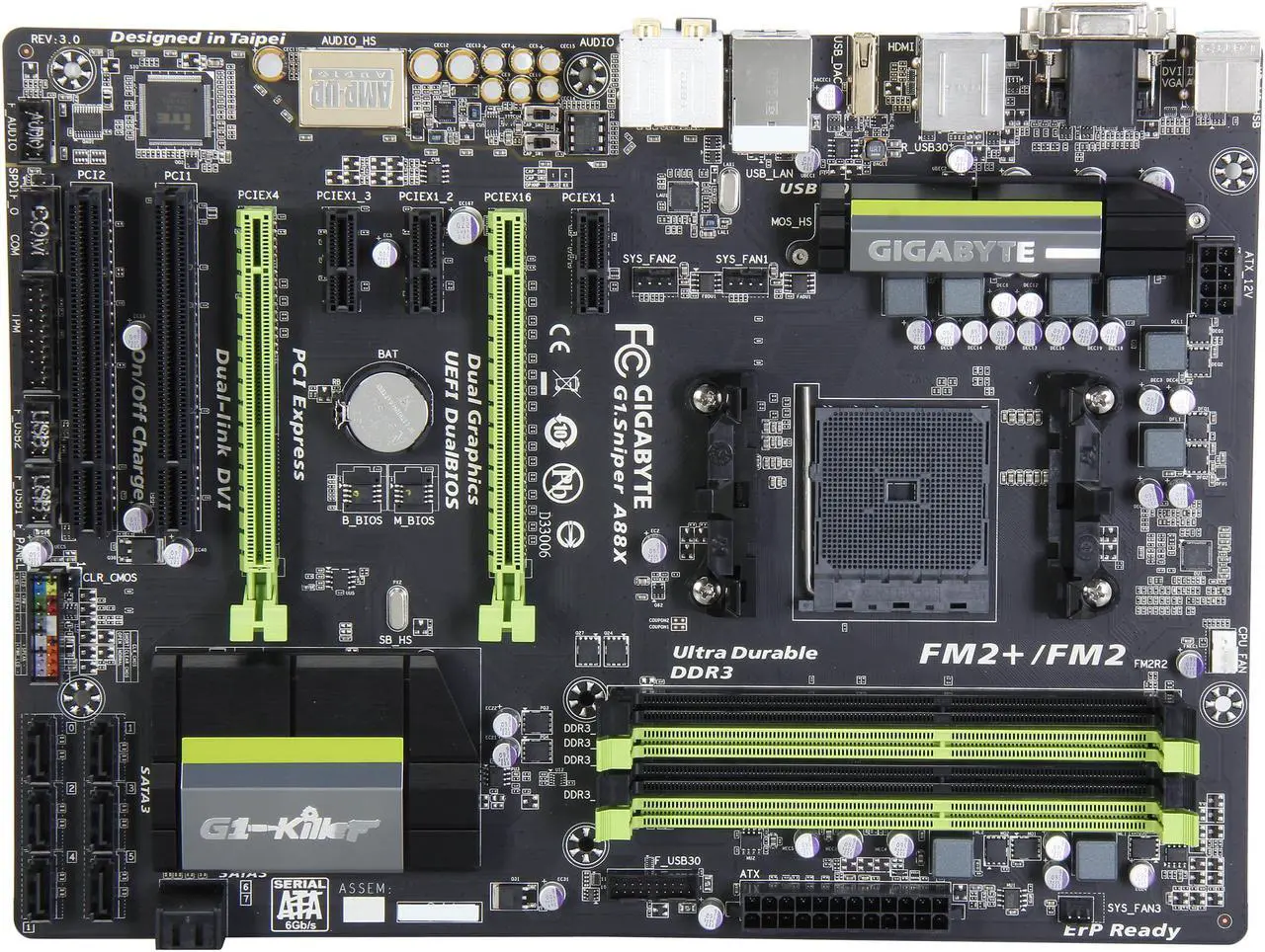 Alt view image 3 of 5 - GIGABYTE GA-G1.Sniper A88X FM2+ / FM2 AMD A88X (Bolton D4) USB 3.0 HDMI ATX AMD Motherboard