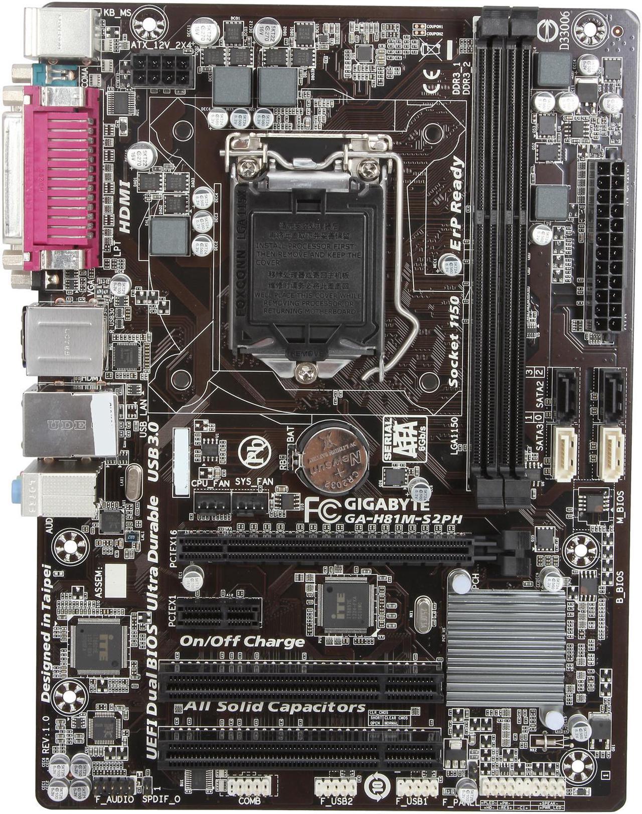 Alt view image 3 of 5 - GIGABYTE GA-H81M-S2PH LGA 1150 Intel H81 HDMI USB 3.0 Micro ATX Intel Motherboard