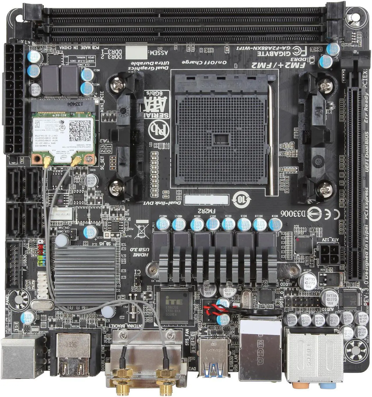 Alt view image 4 of 5 - GIGABYTE GA-F2A88XN-WIFI FM2+ / FM2 AMD A88X (Bolton D4) USB 3.0 HDMI Mini ITX AMD Motherboard