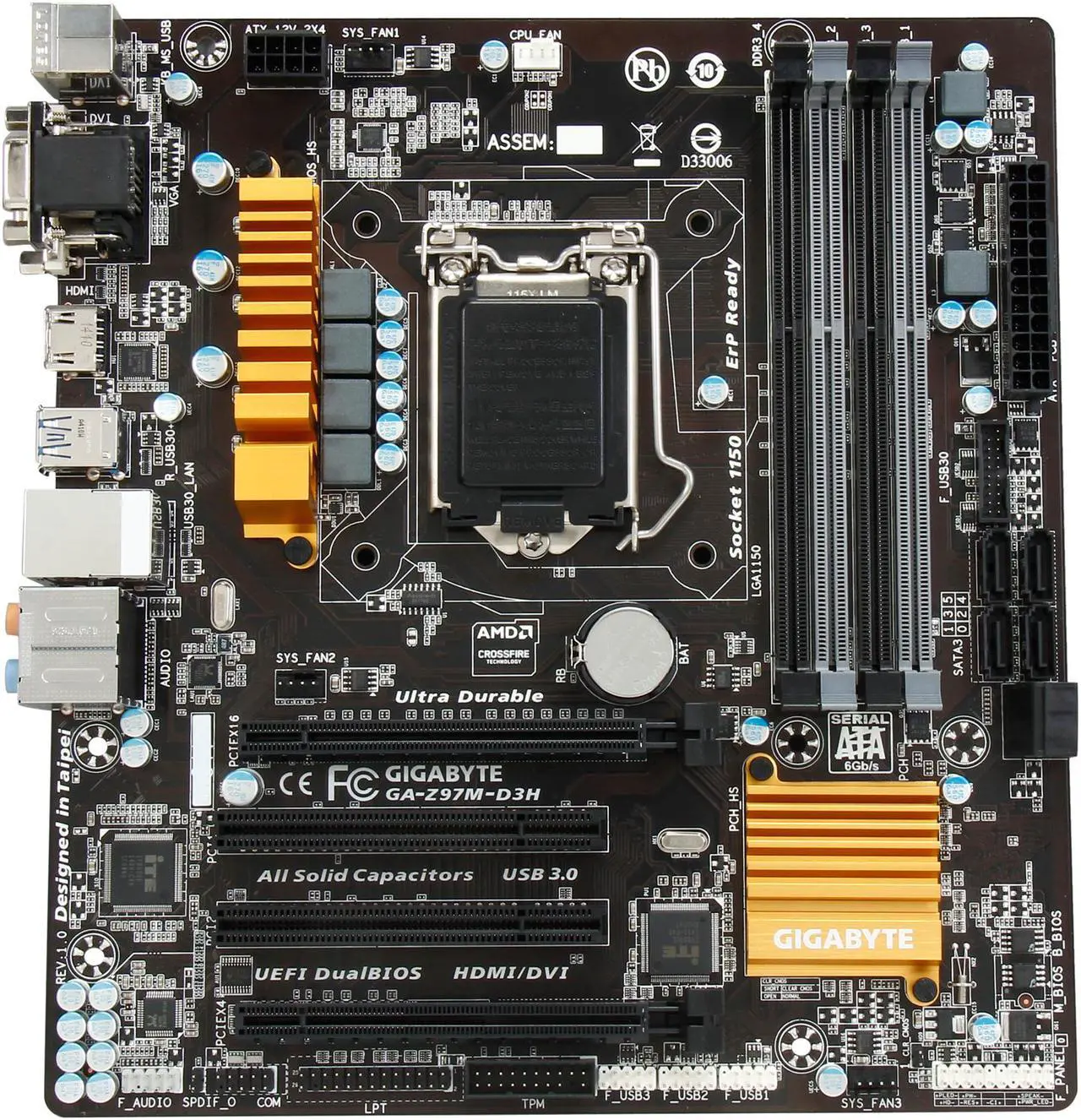 Alt view image 4 of 5 - GIGABYTE GA-Z97M-D3H LGA 1150 Intel Z97 HDMI USB 3.0 Micro ATX Intel Motherboard