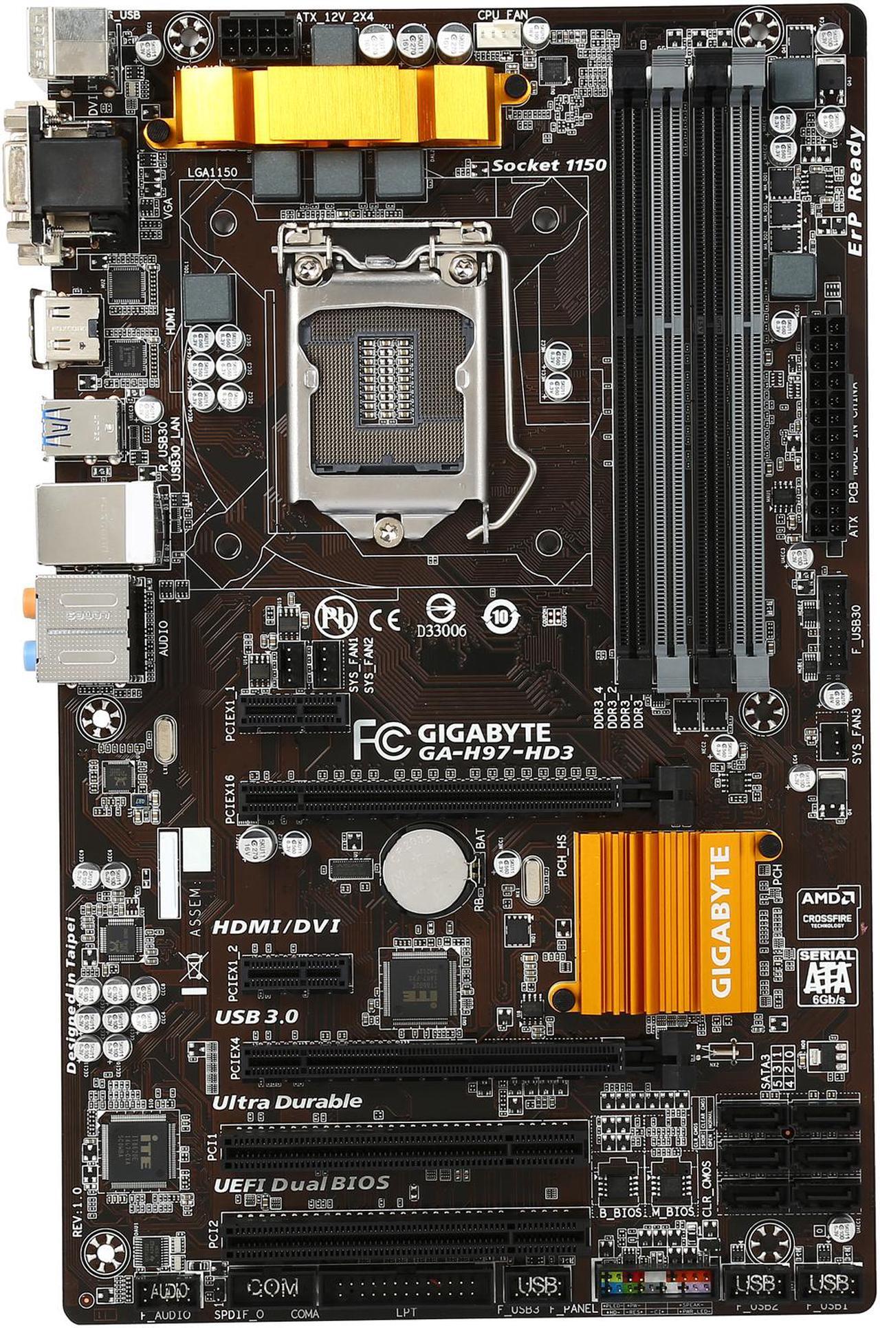 Alt view image 4 of 5 - GIGABYTE GA-H97-HD3 LGA 1150 Intel H97 HDMI USB 3.0 ATX Intel Motherboard