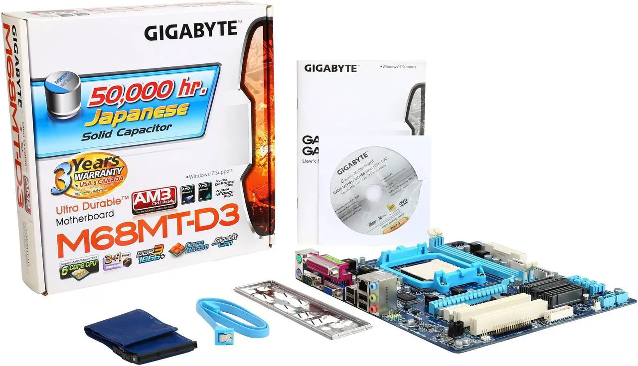 Alt view image 5 of 5 - GIGABYTE GA-M68MT-D3 AM3 NVIDIA GeForce 7025/nForce 630a chipset Micro ATX AMD Motherboard